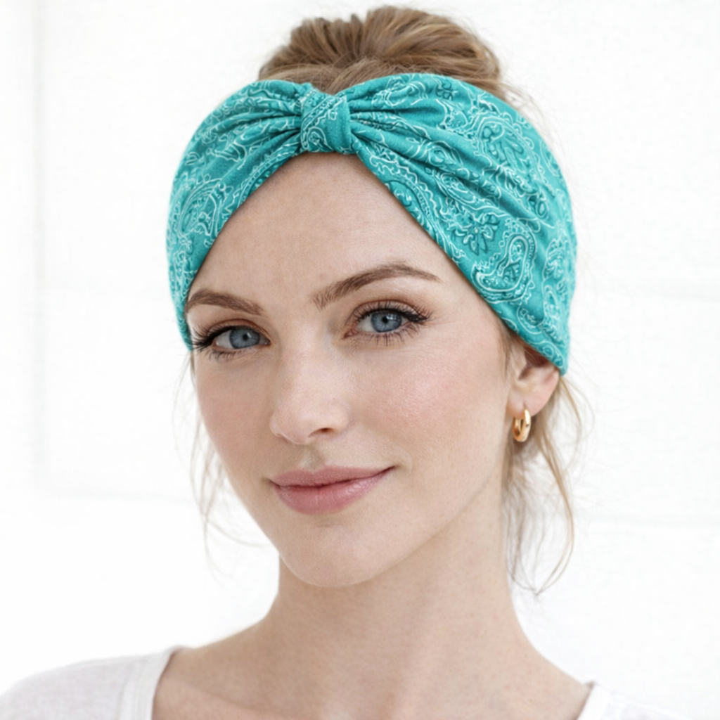 Tie-dye paisley print knotted bandanna headband