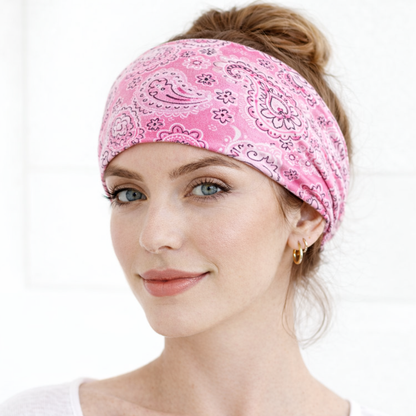 Tie-dye paisley print knotted bandanna headband