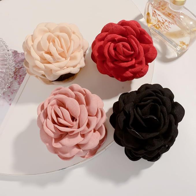 Large fabric roses hair claw