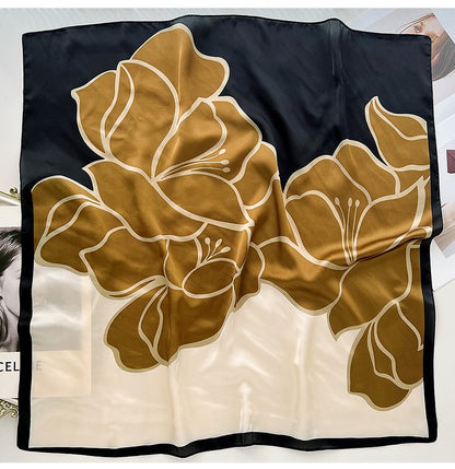 Large flower square scarf
