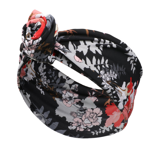 Printed flat wide twist hair scarf