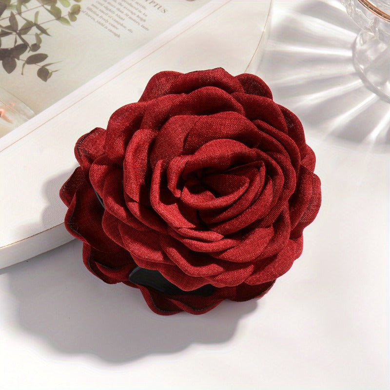 Large fabric roses hair claw