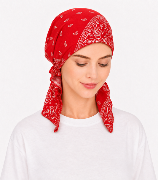 Printed hair cap with tail