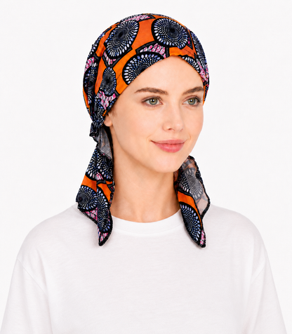 Printed hair cap with tail