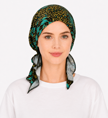 Printed hair cap with tail