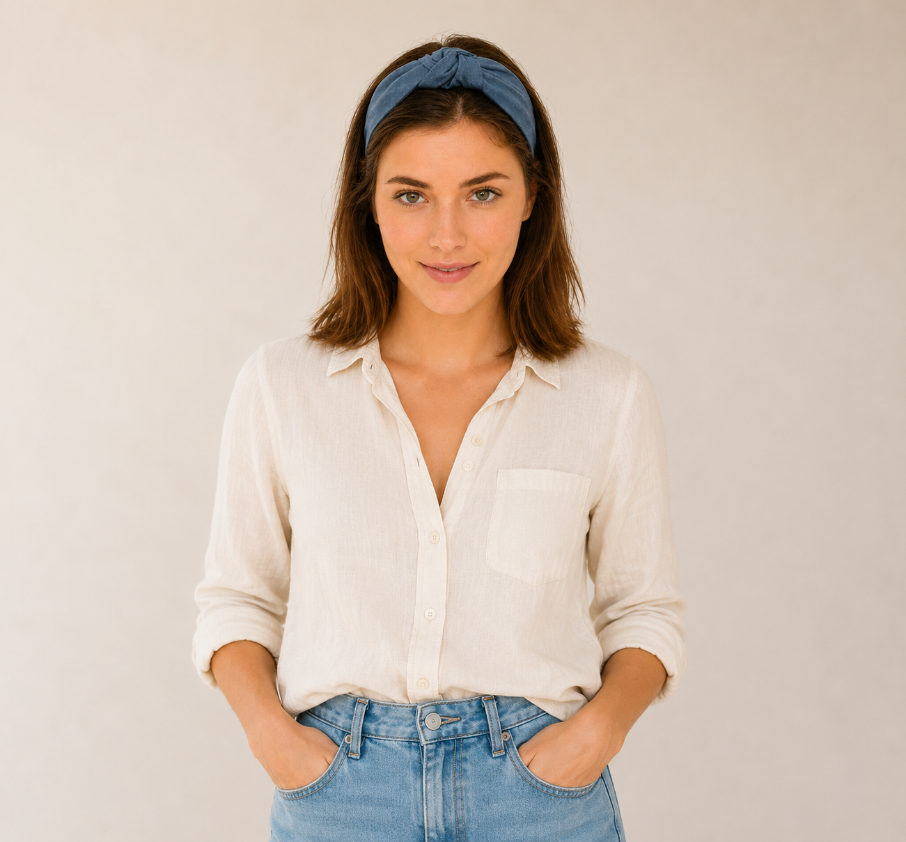Denim knotted headband