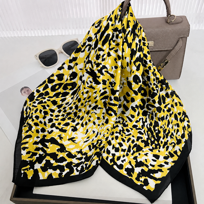Black gold leopard square scarf