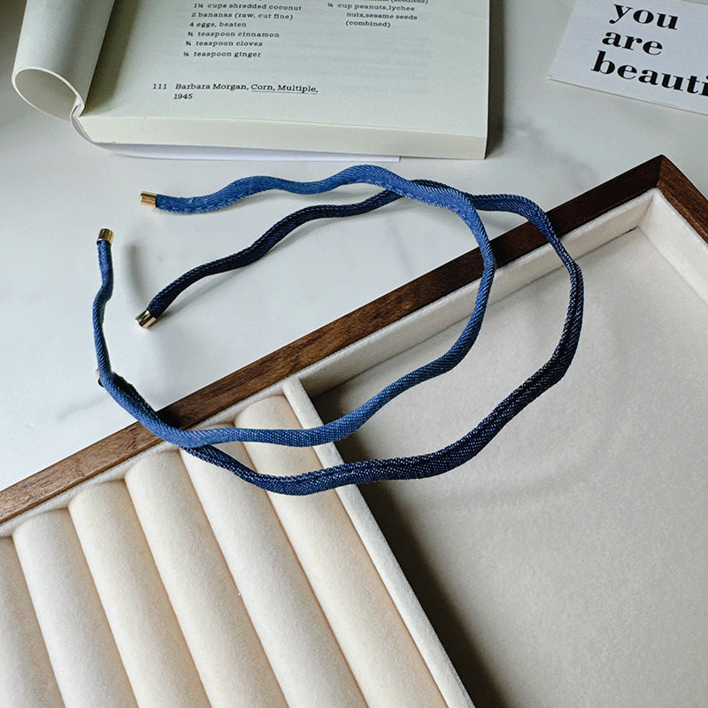 Denim wavy thin headband