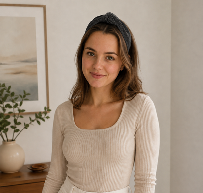 Denim knotted headband