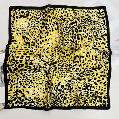 Black gold leopard square scarf