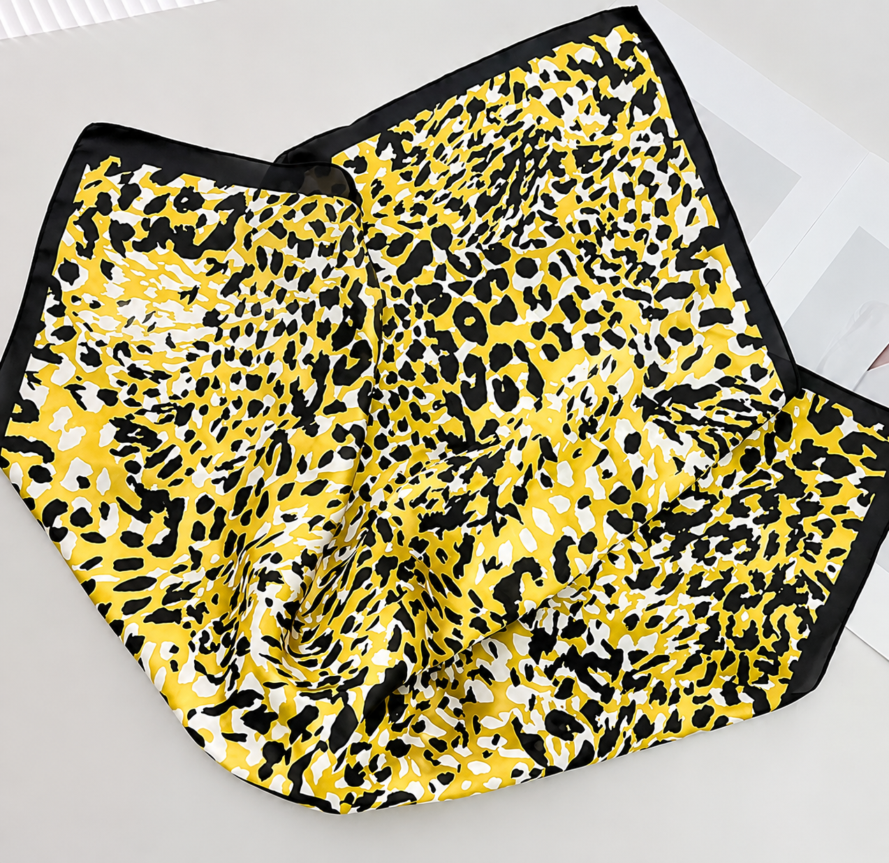 Black gold leopard square scarf