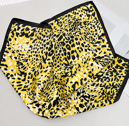 Black gold leopard square scarf
