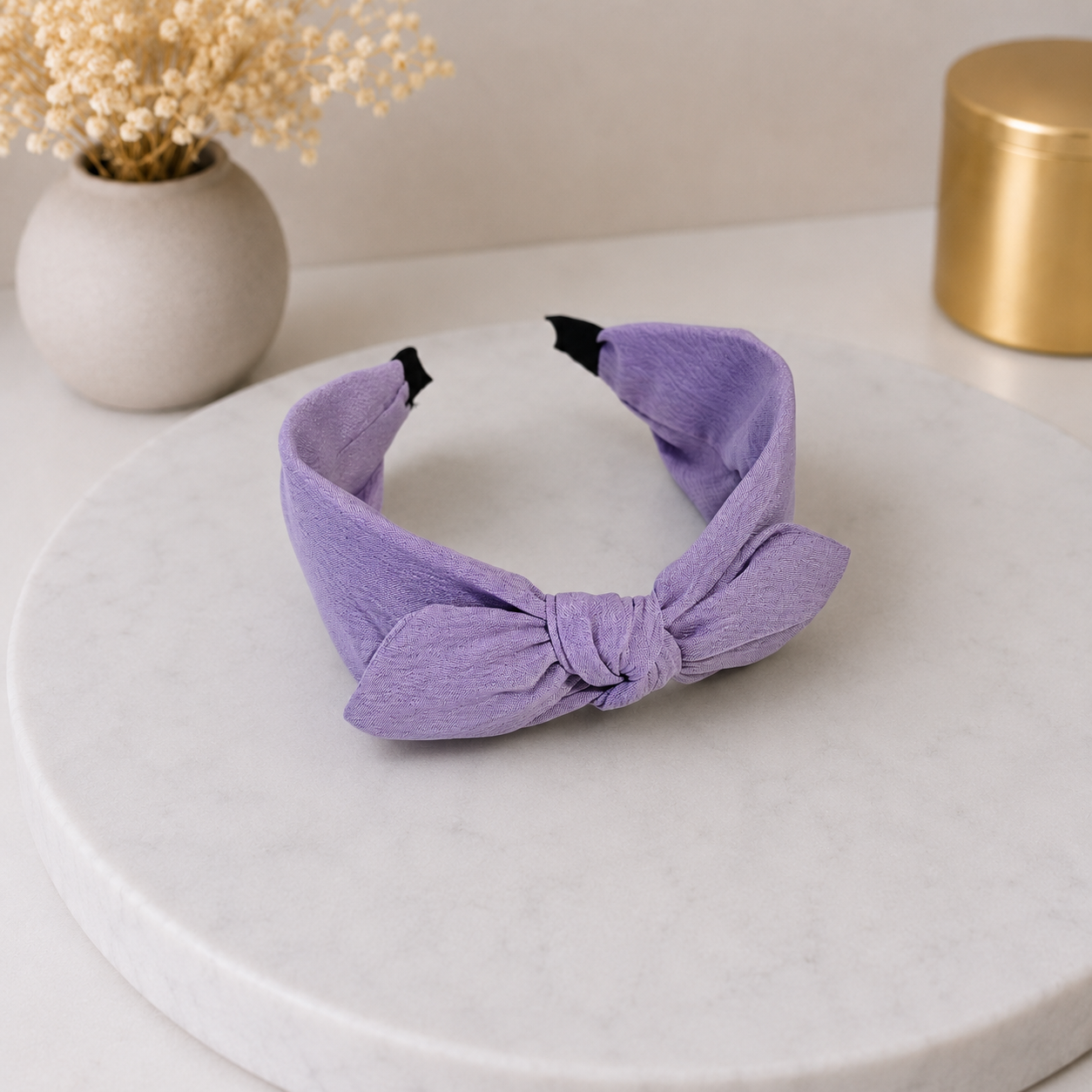 Plain headband with bow
