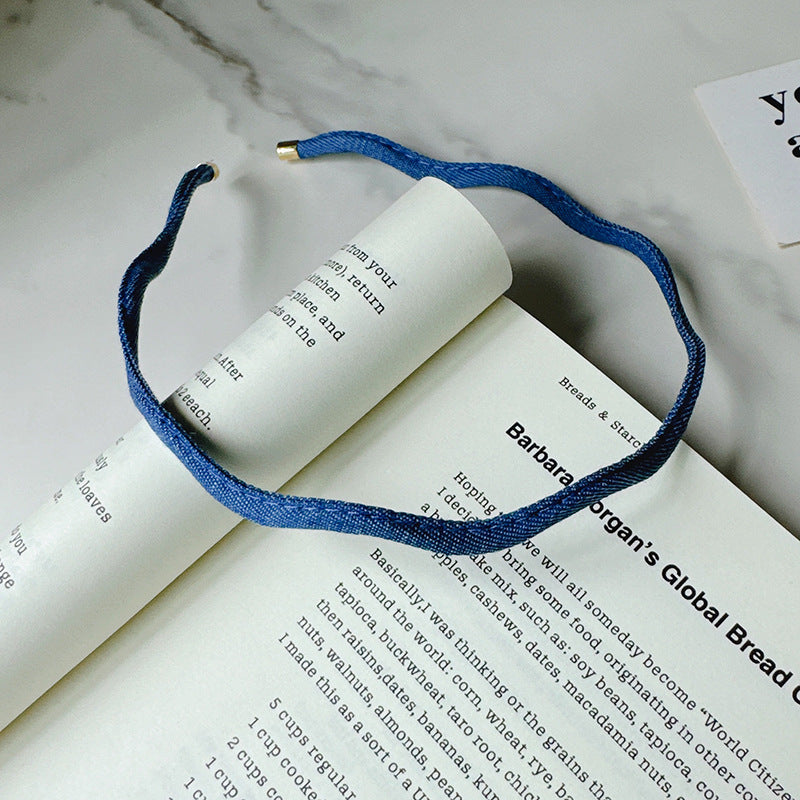 Denim wavy thin headband