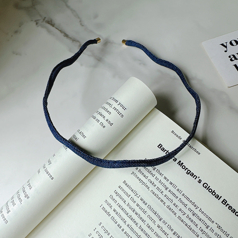 Denim wavy thin headband