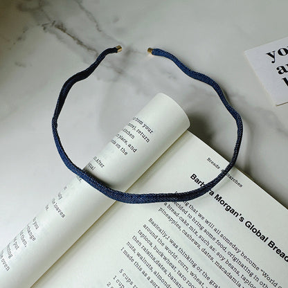 Denim wavy thin headband