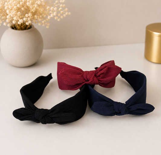 Plain headband with bow