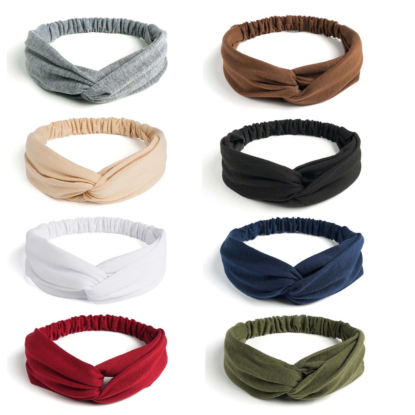 Twist front cotton elastic headband