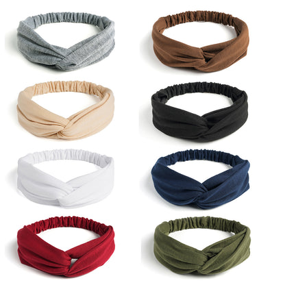 Twist front cotton elastic headband
