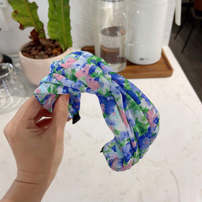 Floral sheer chiffon twist top headband