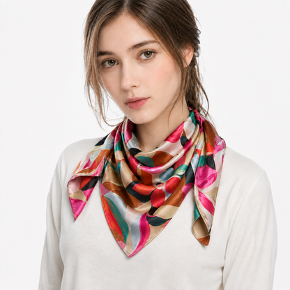 Multicoloured floral square scarf