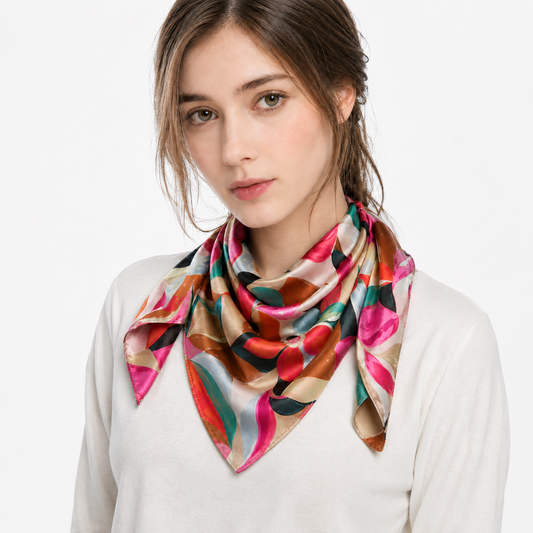 Multicoloured floral square scarf
