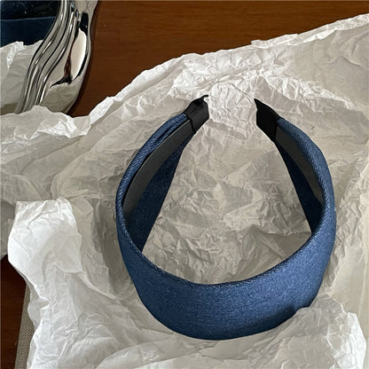 Flat wide denim headband