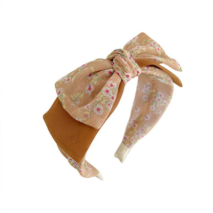 Sheer organza floral headband with bow