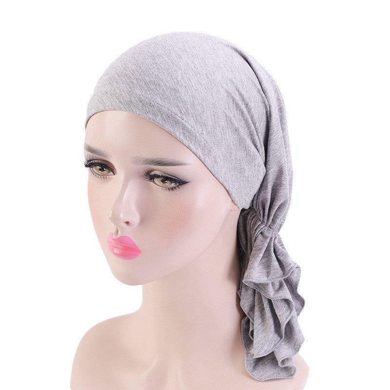 Jersey cotton hair cap with tail