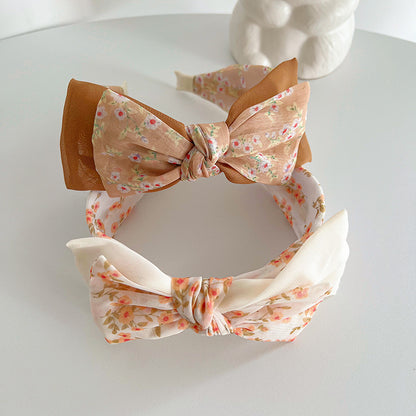 Sheer organza floral headband with bow