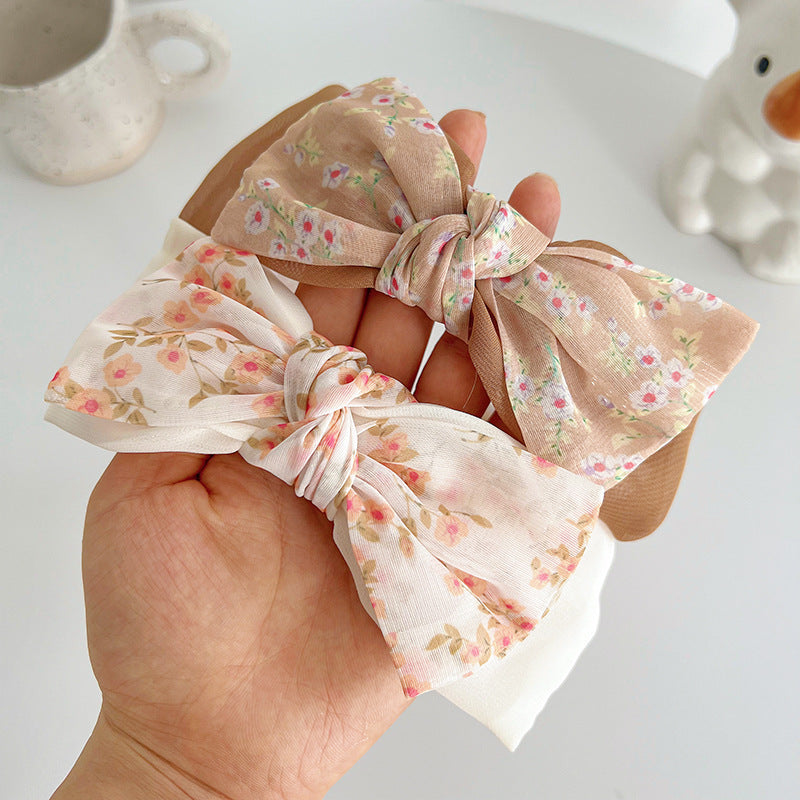 Sheer organza floral headband with bow