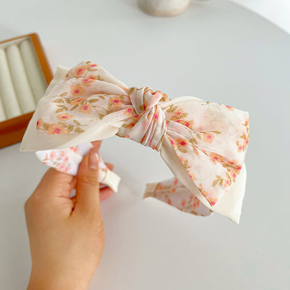 Sheer organza floral headband with bow