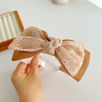 Sheer organza floral headband with bow