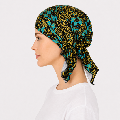 Printed hair cap with tail