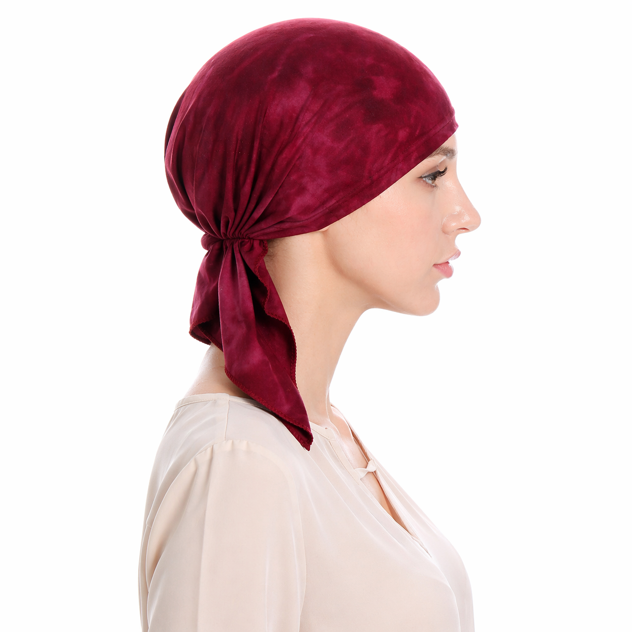 Tie-dye hair cap with tail