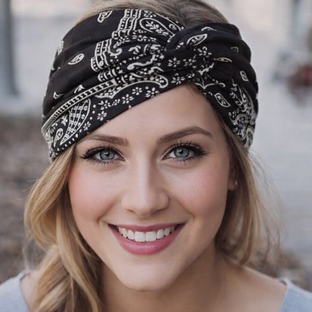 Paisley print super wide twist front stretchy headband