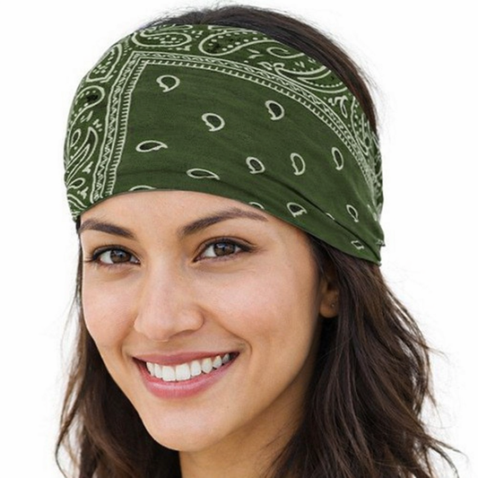 Paisley print super wide twist front stretchy headband