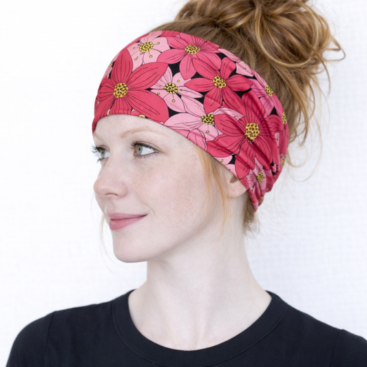 Multi-purpose seamless head wrap in floral print