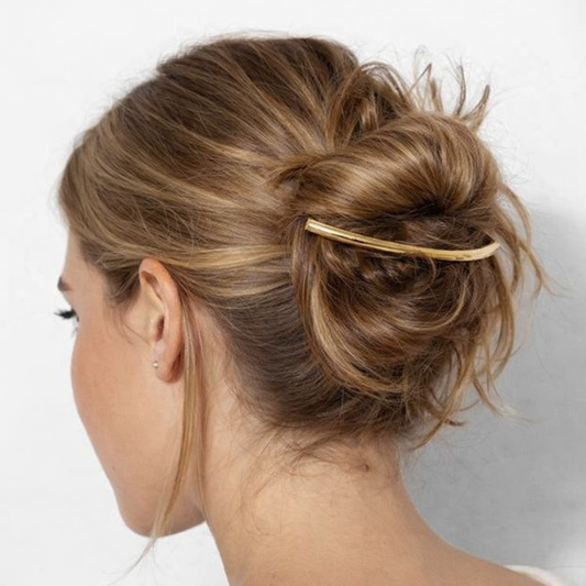 Metal tube crescent hair barrette