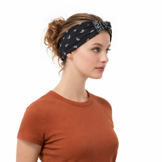 2-way Paisley print knotted bandanna headband