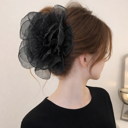 Black organza extra-large hair claw