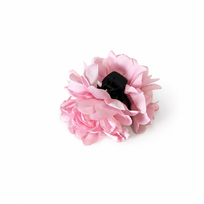 Pink satin flower hair claw