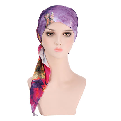 Super soft printed hair cap with scarf