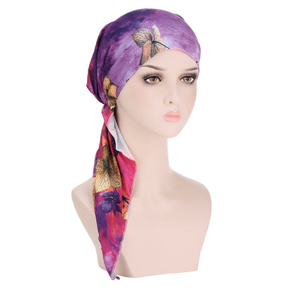 Super soft printed hair cap with scarf