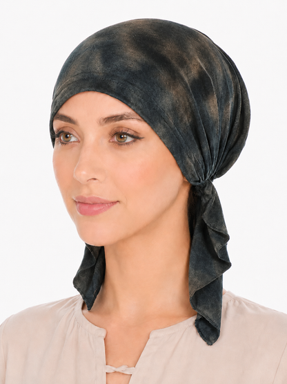 Tie-dye hair cap with tail