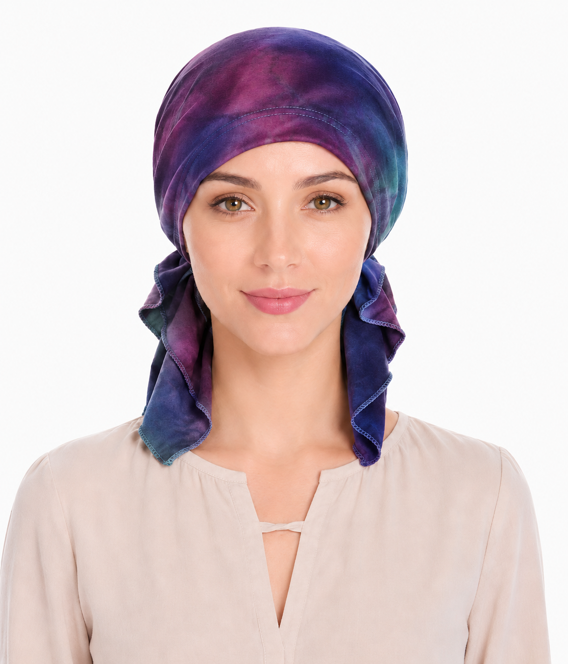 Tie-dye hair cap with tail