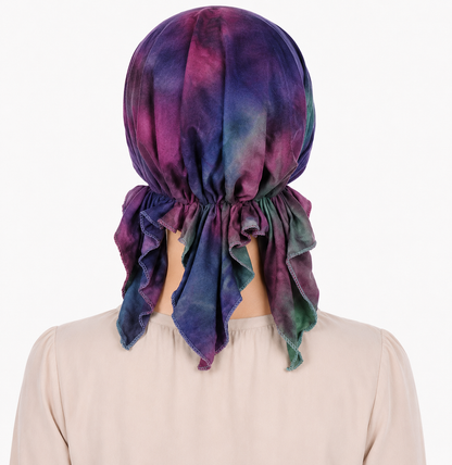Tie-dye hair cap with tail