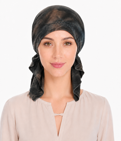 Tie-dye hair cap with tail