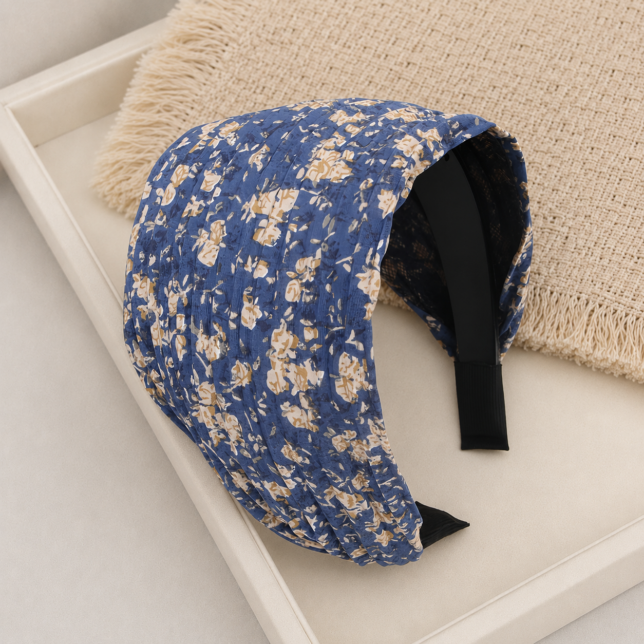 9cm pleated floral headband