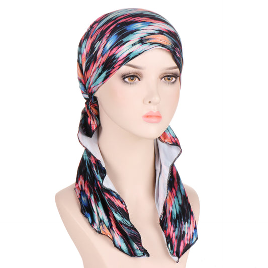 Super soft printed hair cap with scarf